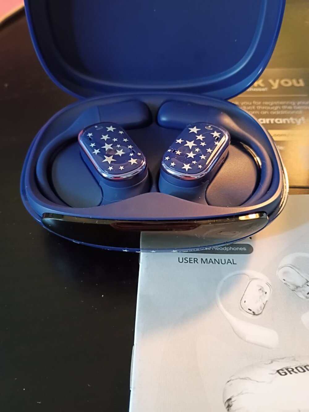 Groovz Navy Stars Plus Open Ear True Wireless Headphones with Charging Case - Picture 5 of 7